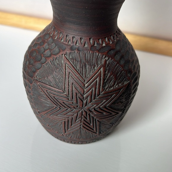 Vintage Kanyehgeh Pottery Six Nations Mohawk Vase Signed JS - Picture 5 of 13